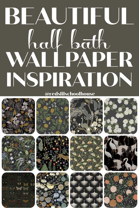 Wallpaper has come a LONG way in the past couple of decades. With so many BEAUTIFUL options, you can create a striking jewel box of a room. #bathroomwallpaper #smallbathroomwallpaperideas #darkwallpaper #moodywallpaper Half Bath Wallpaper Modern, Bathrooms With Wallpaper And Wainscoting, Dark Floral Bathroom Ideas, Masculine Wallpaper Bathroom, Powder Room Wallpaper Bold Modern, Maximalist Wallpaper Bathroom, Patterned Wallpaper Bathroom, Floral Wallpaper Bathroom Ideas, Small Toilet Room Wallpaper Ideas