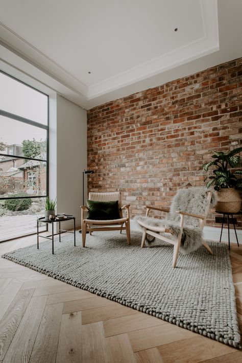 Red Brick Interior Living Rooms, Red Brick Wall Interior, Brick House Interior, Red Brick Interior, Living Room With Brick Wall, Brick Interior Design, Cool Colour Palette, Brick Wall Kitchen, Brick Wall Ideas