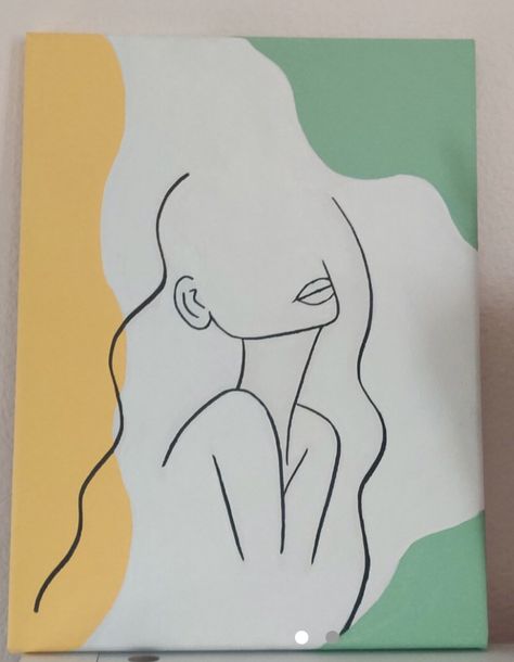 Minimalist Paintings Aesthetic, Easy Self Love Paintings, Simplistic Paintings Acrylic, Simple Silhouette Art, Painting Ideas Easy Simple Big Canvas, Easy Esthetics Paintings, Diy Line Art Canvases, Easy Feminine Painting, Simplistic Painting Ideas On Canvas