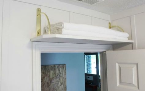 Above Door Shelf, Shelf Over Door, Small Bathroom Storage Ideas, Bathroom Storage Shelf, Bathroom Storage Ideas, Door Shelf, Inside Cabinets, Door Bathroom, Bathroom Storage Shelves