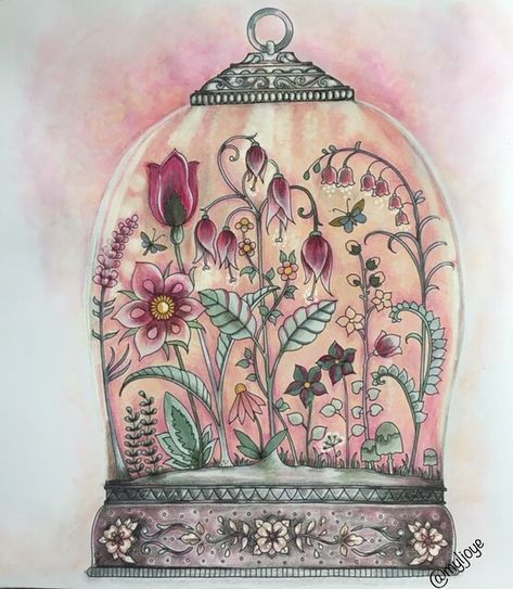 Myljoye on Instagram: “World of Flowers ♥️🌺 I really like this illustration but didn’t know how to color the glass. It’s done . . . . #johannabasfordcoloringbook…” World Of Flowers Finished Pages, Johanna Basford World Of Flowers Finished Pages, World Of Flowers Johanna Basford Finished, World Of Flowers Johanna Basford, Johanna Basford World Of Flowers, Basford World Of Flowers, Joanna Basford Coloring, World Of Flowers, Joanna Basford