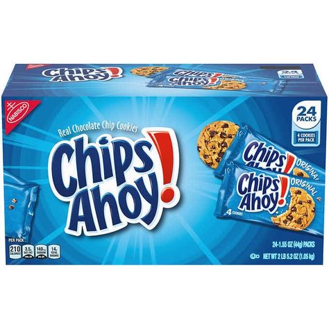 Chips Ahoy! Cookies, Chocolate Chip, 1.55 oz, 24-count | Costco American Chocolate Chip Cookies, Kosher Snacks, Desired Features, Chips Ahoy Cookies, Crispy Chocolate Chip Cookies, American Chocolate, Chips Ahoy, Crunchy Cookies, Chewy Chocolate Chip