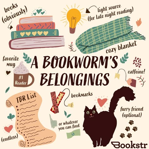 Bookworms actually do need a lot of things other than books, but books are obviously the most important belonging 😊 [🎨Original art by Kendall Stites] [🖋️Article by Abigail Caswell] Nerd Problems, Library Aesthetic, Tea And Books, Types Of Books, Book Nerd Problems, Library Displays, Quotes For Book Lovers, Book Dragon, Reading Journal