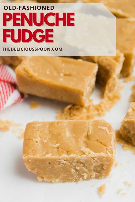 An easy old-fashioned penuche fudge. A delicious confectionary that is creamy, sweet, and melts in your mouth! #easyfudgerecipes #brownsugarfudgerecipes #brownsugarfudgeoldfashioned #fudgerecipes #penuchefudge #penuchefudgerecipe #penuche Penuche Fudge Recipe, Vanilla Fudge Recipes, Penuche Fudge, Brown Sugar Fudge, Best Fudge Recipe, Maple Fudge, Old Fashioned Fudge, Easy Fudge, Homemade Fudge Recipes