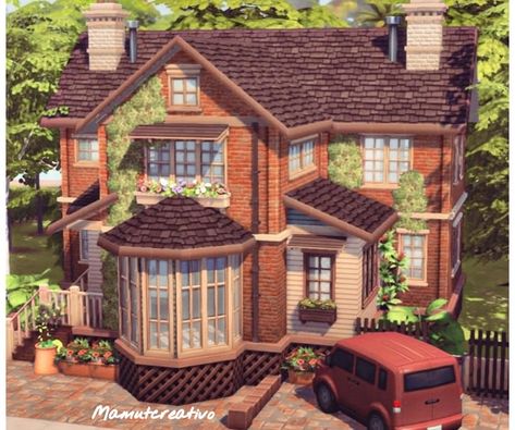 Sims 4 50s House, Sims 4 Brick House, Sims 4 Big Family House 5 Bedrooms, Sims 4 Barn House, Sims 4 Exterior Ideas, Sims House Ideas Exterior, Sims 4 House Ideas Exterior, Sims 4 Craftsman House, Sims House Exterior