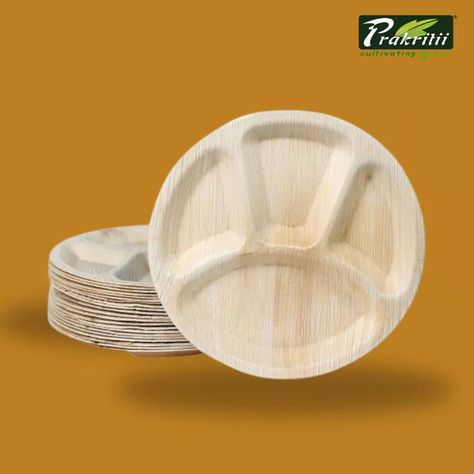 Prakritii Cultivating Green Areca Premium 4 Compartment Plate Sku-RPT05 Green