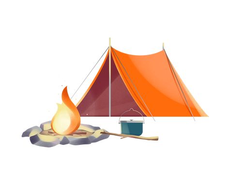 Camping Tent Drawing Simple, Campfire Illustration, Tent Illustration, Tent Clipart, Forest Camping Illustration, Camping At Night Illustration, Tent Illustration Camping, Cook Illustration, Nature 3d