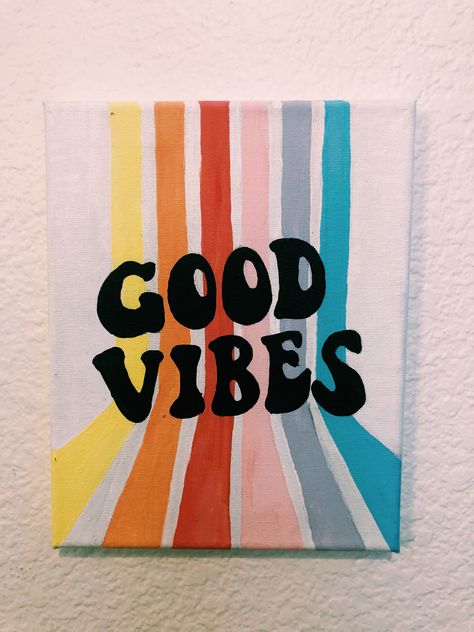 Lazy Painting Ideas, Easy Aestethic Drawings, Simple But Cool Painting Ideas, Good Vibes Canvas Painting, Graphic Painting Ideas On Canvas, Cute Stuff To Paint Easy Aesthetic, Good Vibes Drawing, Aesthetic Quotes Painting, Easy Painting For Small Canvas