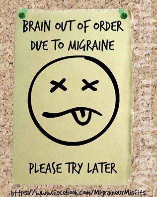 Migraine life Humour, Migraine Quotes, Migraine Humor, Migraine Help, Occipital Neuralgia, Migraine Pain, Head Pain, Out Of Order, Chronic Migraines