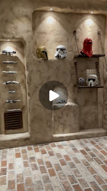 Caden Zarikta on Instagram: "Basement goals for any Star Wars fan!!! To get this all you have to do is spend 1.7 million on the house above 😂  Built by @sharkeycustomhomes   Comment your favorite Star Wars movie, book, tv show, or comic below ⬇️   #starwars #starwarsfan #realestate #starwarsnerd #movieroom #basement #realestatetour #forsale" Cyberpunk Star Wars, Star Wars Game Room Man Caves, Star Wars Interior, Star Wars Game Room, Star Wars Room Ideas, Star Wars House, Star Wars Storage, Star Wars Basement, Sci Fi Home