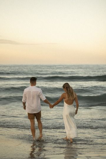 pinterest inspired engagement, pinterest core, beach engagement, photography, tiktok, beach, fairytale wedding, zara dress, satin, linen shirt, samantha laflash #engagement #beachphotoshoot #love #engagementshoot #ring #wedding Champagne Dress Engagement Pictures, Beach Engagement Photo Outfit Ideas, Couple Photos In The Ocean, Beach Engagement Pictures Outfits, Engagement Pictures At The Beach, Beachside Engagement Photos, Proposal Outfits For Her Beach, Engagement Photo On Beach, Beach Engagement Photos Dress