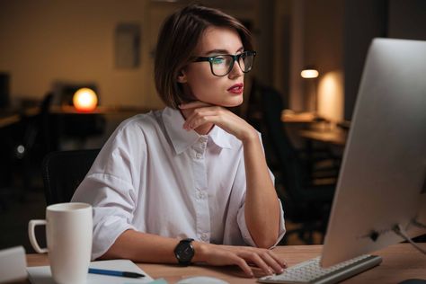 A Woman, Computer, Desk, Internet