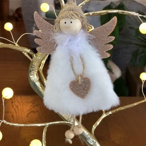 Christmas Tree Living Room, Christmas Angels Diy, Christmas Angel Doll, Christmas Angel Decorations, Christmas Angel Crafts, Doll Ornaments, Handmade Angels, Ornament Tree, Angel Crafts