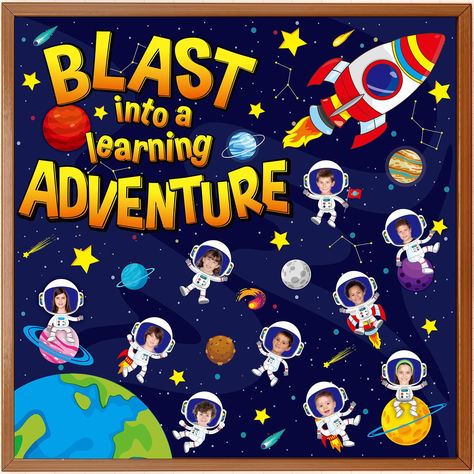 Reading Is Out Of This World Bulletin Board, Blast Off Into A New Year Bulletin Board, Star Door Decorations Classroom, Out Of This World Bulletin Board Ideas, Out Of This World Classroom Theme, Astronaut Bulletin Board, Galaxy Bulletin Board, Fro Ideas, Space Cutouts