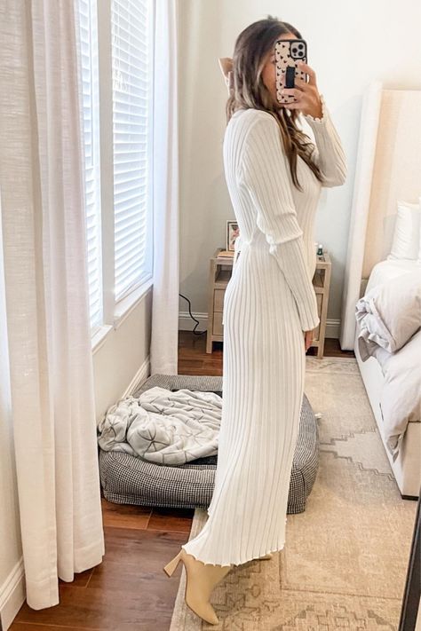 Juakoso Women Ribbed Knit Maxi … curated on LTK Classy Casual Outfits, Classy Casual, Bride Clothes, Knit Midi, Knit Midi Dress, Favorite Dress, Reign, Ribbed Knit, White Dress