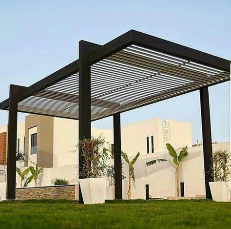 Car Porch Design, Iron Pergola, Modern Gazebo, Pool Shade, Rooftop Terrace Design, Carport Designs, Modern Pergola, Modern Backyard, Backyard Pool Designs