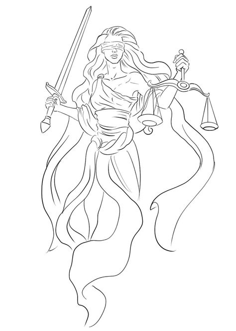 Greek Goddess Line Art, Lady Justice Drawing, Libra Drawing, Justice Drawing, Lady Of Justice, Dr Tattoo, Small Feminine Tattoos, Fonts For Logos, Justice Tattoo