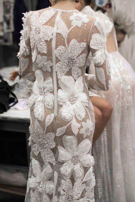 Breathtaking Bridal Collection: Naeem Khan March 12, 2019 | ZsaZsa Bellagio - Like No Other Naeem Khan Bridal, Beading Flowers, Wedding Dresses Princess, White Floral Embroidery, Dresses Princess, Gaun Fashion, Naeem Khan, The Lane, Bridal Couture