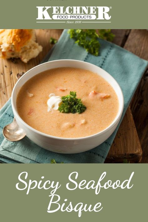 We have the perfect recipe for you today, try our Spicy Seafood Bisque! #seafood #seafoodbisque #soup #newrecipe #kelchners Creamy Lobster Bisque, Cajun Recipes Easy, Lobster Appetizers, Crawfish Bisque, Lobster Bisque Recipe, Bisque Soup Recipes, Cream Based Soups, Lobster Bisque Soup, Shrimp Bisque