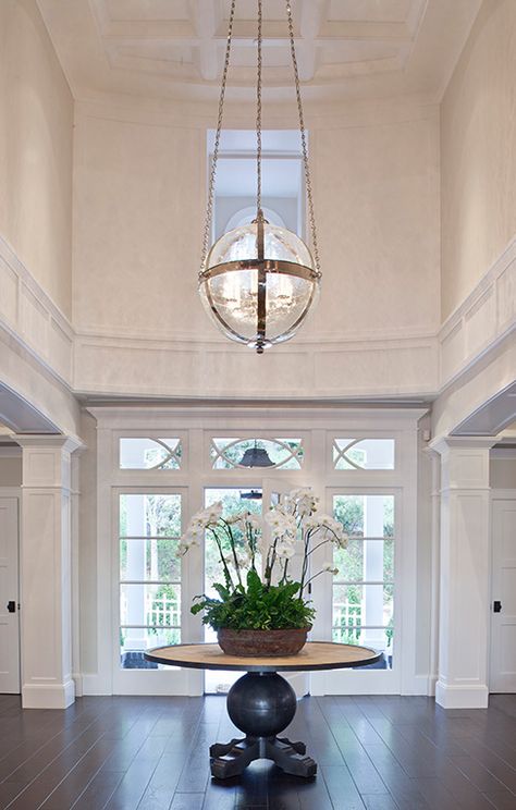 Gorgeous foyer light fixture by LANTERN MASTERS, INC. Foyer Decorating, Foyer Lighting Fixtures, Large Foyer, Entryway Lighting, Foyer Lighting, Foyer Design, Entrance Foyer, Unique Houses, Entry Hall