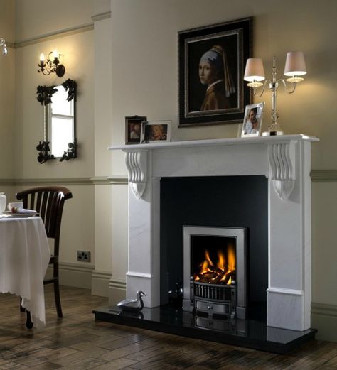 Wooden Fire Surrounds, Wooden Fireplace Surround, Flame Picture, Cast Iron Fireplace Insert, Inset Electric Fires, Wooden Fireplace, Fire Surround, Electric Fire, Traditional Fireplace