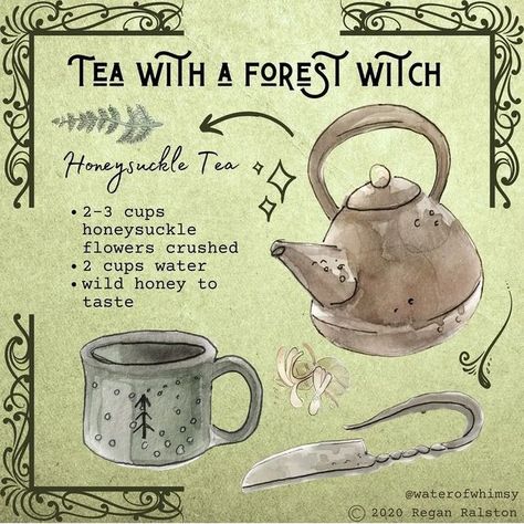 @mysticwitchofthemoon on Instagram: "Which of these delicious brews sounds good to you? By @waterofwhimsy part 2 of 2, check part 1 for more witchy tea blends! 🍵🫖 . . . . #wiccansofinstagram #witchlife #witchesofinstagram #witch #witchcraft #wicca #wiccan #pagan #spiritual #spiritualawakening #Spirituality #witchessociety #witchytips #magic #babywitch #beginnerwitch #teamagic" Witch Tea, Witchy Wall Art, Kitchen Witch Recipes, 귀여운 ��음식 그림, Forest Witch, Wiccan Magic, Magic Spell Book, Eclectic Witch, Wiccan Spell Book