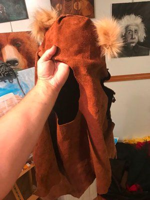 Ewok Costume Diy Woman, Womens Ewok Costume, Diy Ewok Costume Women, Wookie Costume, How To Make An Ewok Hood, Ewok Hood Diy, Ewok Costume Diy, Hood Pattern Sewing, Ewok Dog Costume