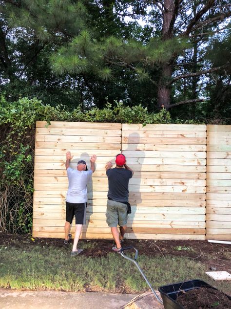 Privacy Fence On Chain Link, Wood On Chain Link Fence, Privacy Fence Options, Wood Over Chain Link Fence, How To Cover A Chain Link Fence, Add Privacy To Chain Link Fence, Chainlink Fence Ideas, Wood Fence Over Chain Link, Chainlink Fence Makeover