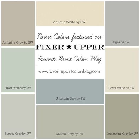 Farmhouse Paint Color Palettes - Favorite Paint Colors Blog House Green, Mindful Gray, Farmhouse Paint Colors, Farmhouse Paint, Gray Paint, Favorite Paint Colors, Paint Color Palettes, Walled Garden, Room Paint Colors