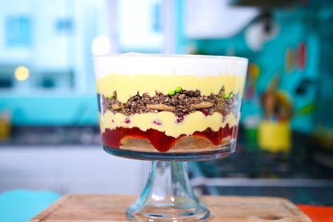 Rachel’s Trifle! - La Cooquette Rachel’s Trifle, Friends Trifle, Friends Thanksgiving Episode, English Trifle Recipe, Happy With Friends, Thanksgiving Trifle, English Trifle, Thanksgiving Happy, Homemade Custard