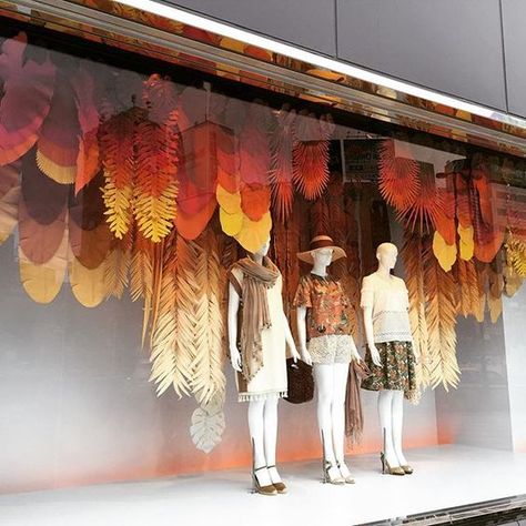 Autumn Window Display Retail, Autumn Window Display, Autumn Window, Fashion Window Display, Display Visual Merchandising, Window Display Retail, Dressing Design, Window Display Ideas, Decoration Vitrine