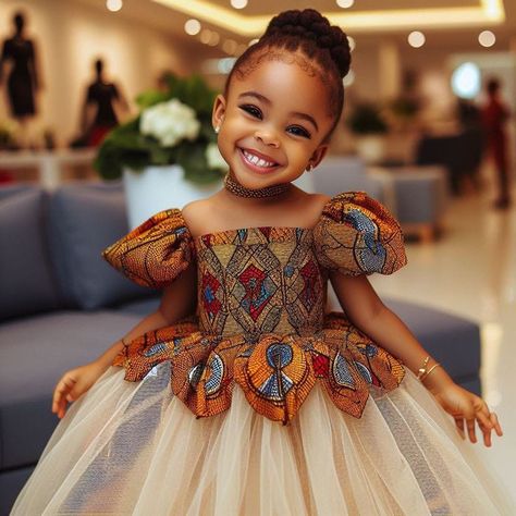 Ankara Princess Dress, Babies Gown Styles, Ankara Ball Gown For Kids, Baby Gown Styles, Ball Gown For Girls Kids, Children Ball Gown Dress, Children Dress Designs, Children Gown Styles, Kids Ankara Styles