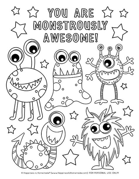 Monster Clipart Black And White, Monster Coloring Pages Printables, Coloring Sheets Elementary, Back To School Coloring Sheets Free Printables, Free Monster Printables, 2nd Grade Coloring Sheets Free Printable, Cute Monster Coloring Pages, Monster Printables Free, Funny Coloring Pages For Kids