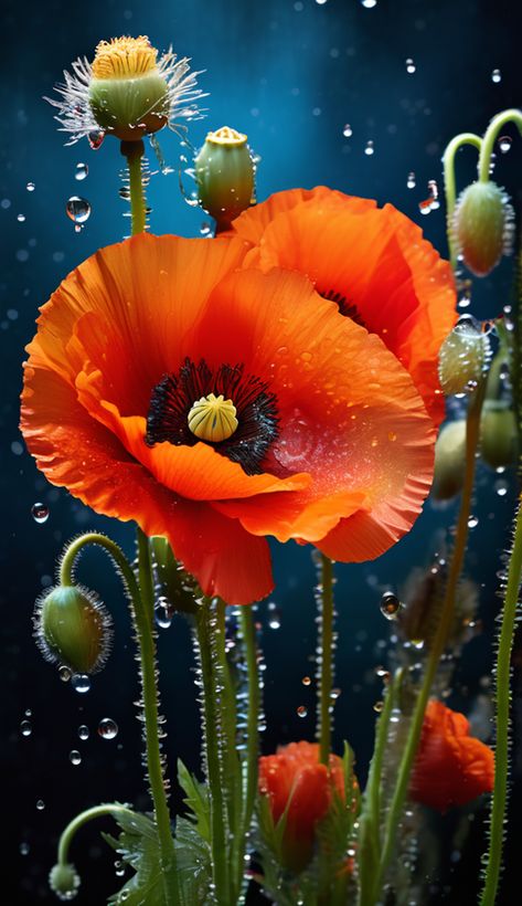 Poppy Flowers Photography, Wallpaper Poppy Flower, Red Poppies Photography, Red Poppies Painting Watercolor Flowers, Poppy Images, Poppy Photo, Flower Poppy, Orange Poppies, Red Poppy Flower