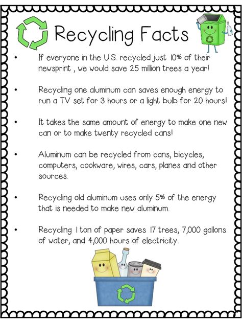 Great recycling freebies! Recycling Activities, Recycling Facts, Earth Week, Earth Day Projects, Text Dependent Questions, Recycling Information, Earth Day Crafts, Classroom Freebies, Earth Day Activities