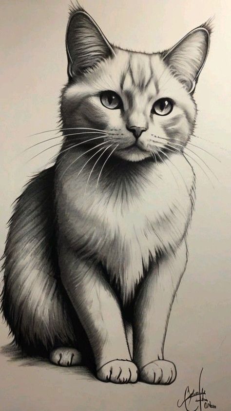 Animal Art Drawing, Drawing Black Cat, Animal Sketches Easy, Cat Face Drawing, Simple Cat Drawing, Lion King Drawings, Cat Portrait Painting, Cats Art Drawing, Kitten Drawing