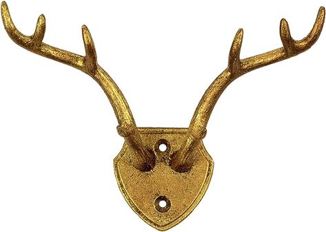 Amazon.com: Hline Living Cast Iron Hooks Deer Antler Wall Mounted Hook, Heavy Duty Vintage Metal Wall Hooks, Rustic Decor Antique Hanging Hook for Coat, Key, Bag, Towel, Scarf in Entryway, Bedroom, Bathroom, Gold : Home & Kitchen Metal Wall Hooks, Gold Deer, Antler Wall, Cast Iron Hooks, Bathroom Vanity Designs, Iron Hook, Animal Crackers, Decorative Hooks, Vintage Iron