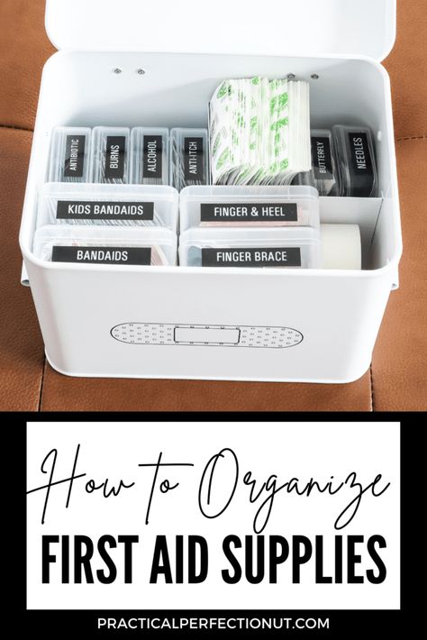 When it comes to first aid, organization is key. If you’re not sure where to start, don’t worry! In this blog post, we will give you some tips on how to organize your supplies as well as a list of essential items that every home should have in case of a medical emergency. It’s important... First Aid Organization, Organizing Hacks Dollar Stores, Medical Supply Organization, First Aid Cabinet, Diy First Aid Kit, Medication Organization, Free Printables Organization, Medical Emergency, Medicine Organization