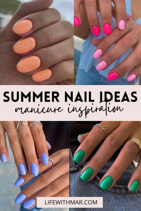 Popular Nail Colors 2020 Summer, August Nails Colors, Vacation Nail Colors Beach, Nail Combinations Color Combos, Bright Gel Nail Colors, Bright Colour Nail Designs, Mail Colors 2023 Summer, Bright Nails For Summer The Beach, Pedicure Summer 2023