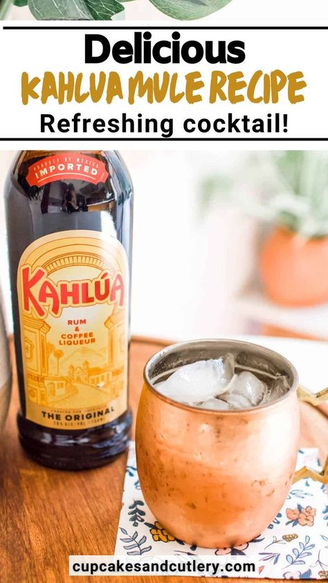 This Kahlua Mule recipe is the Moscow Mule recipe for coffee lovers! A classic Mexican Mule recipe is amped up with Kahlua coffee and rum liqueur to complement the tequila and ginger beer for a refreshing twist on everyone’s favorite summer cocktail—delicious served with a wedge of lime! Mexican Mule Recipe, Moscow Mule Drink Recipes, Kid Drinks Recipes, Mexican Mule, Kahlua Coffee, Cocktail Recipes Tequila, Best Mixed Drinks, Easy Alcoholic Drinks, Moscow Mule Recipe