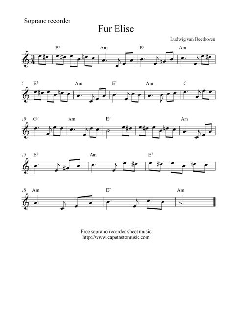 Fur Elise, free soprano recorder sheet music notes Clarinet Sheet Music Classical, B Flat Clarinet Sheet Music Easy, B Flat Clarinet Sheet Music, Fur Elise Sheet Music, Easy Violin Sheet Music, Recorder Sheet Music, Free Violin Sheet Music, Piano Sheet Music Letters, Fur Elise