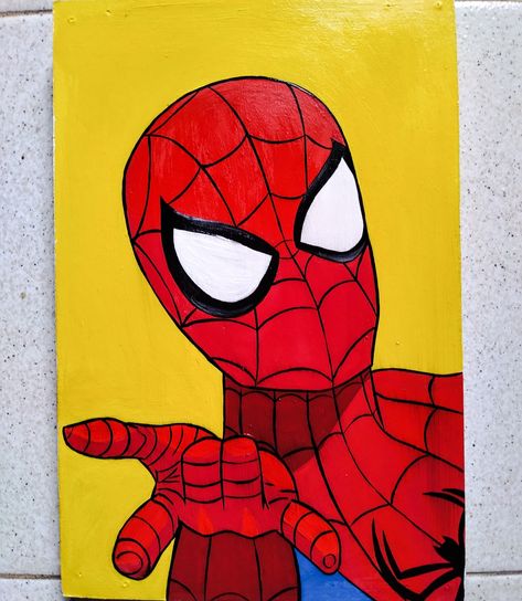 Spider Man Posca Art, Pop Art Drawings Ideas Inspiration, Spiderman Graffiti Art, Spider Man Canvas Painting, Spider Man Pointing, Spiderman Painting On Canvas, Spiderman Painting Easy, Paintings For Guys, Spiderman Canvas Painting