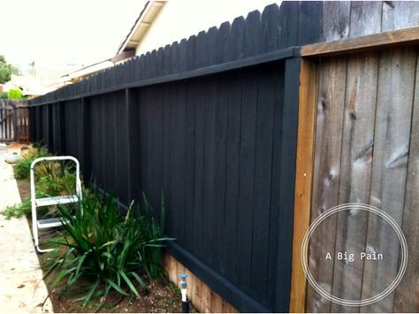 Behr's 'Slate' stain for the fence Grey Stained Wood Fence, Gray Fence, Exterior Entrance, Backyard Decorating, House Fence, Fence Stain, Black Fence, Backyard Fence, Modern Colonial