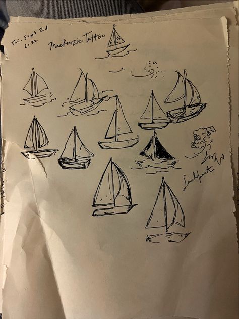 Coastal Tattoos Men, Sailboat Sketch Simple, Nantucket Tattoo, Maine Tattoo Ideas Simple, Little Boat Tattoo, Coastal Drawings, Sail Boat Tattoo, Sail Boat Drawing, Seaside Tattoo