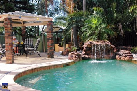 PCAVE-004 - "The Oasis" - Swimming Pool Waterfall Pool Waterfalls, Garden Design Ideas On A Budget, Swimming Pool Waterfall, Kolam Air, Kolam Koi, Luxury Swimming Pools, Diy Swimming Pool, Pool Landscape Design, Swimming Pools Inground