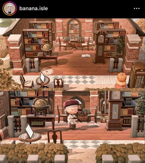 Acnh Museum Library, Acnh Antique Shop, Acnh French Theme, Outdoor Library Animal Crossing, Animal Crossing Library Outdoor, Acnh Library Ideas Outdoor, Acnh Outdoor Library, Acnh Academia, Acnh Library Ideas