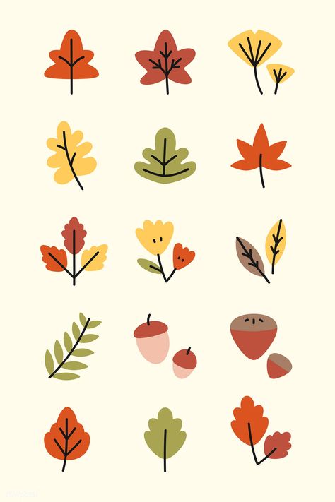 Colorful autumn leaves vector collection | free image by rawpixel.com / Katie Moir Autumn Leaf Illustration, Fall Leaves Drawing, Autumn Vector, Leaves Drawing, Leaves Doodle, Fall Drawings, Fall Images, Leaves Illustration, Autumn Illustration