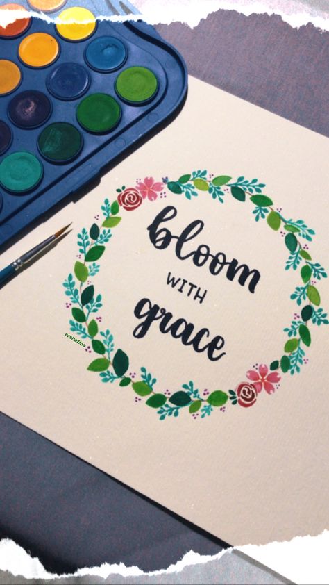 #watercolor #lettering #flowercrown #art #watercolorart #quotes #bloomwithgrace Watercolor Word Art, Watercolor Lettering, Wreath Watercolor, Word Art, Flower Crown, Watercolor Art, Art Ideas, Quotes, Art