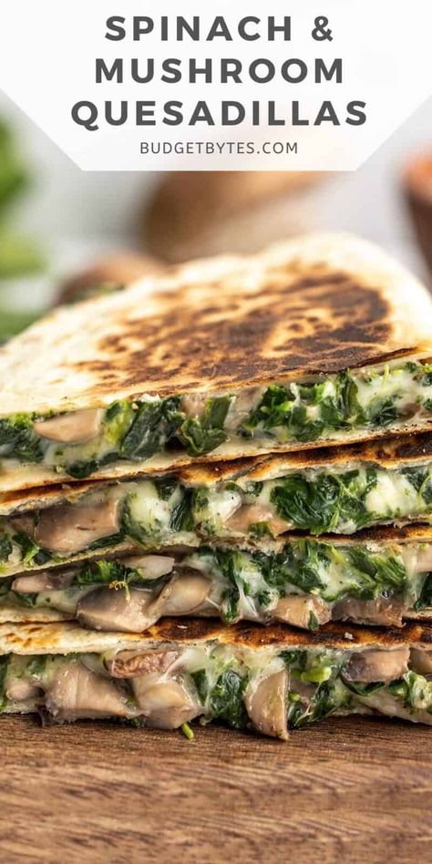 Spinach Quesadilla, Mushroom Quesadillas, Vegetarian Quesadilla, Spinach And Mushroom, Sautéed Mushrooms, Soy Free Recipes, Egg Free Recipes, Quesadilla Recipes, Spinach Stuffed Mushrooms