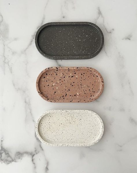 Vanity Tray Bathroom, Terrazzo Pink, Modern Desk Accessories, Pink Terrazzo, Concrete Home Decor, Cement Pots, Bathroom Tray, Perfume Tray, Eco Resin